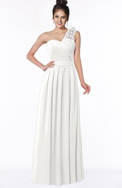 ColsBM Elisa Cloud White Simple A-line One Shoulder Half Backless Chiffon Flower Bridesmaid Dresses