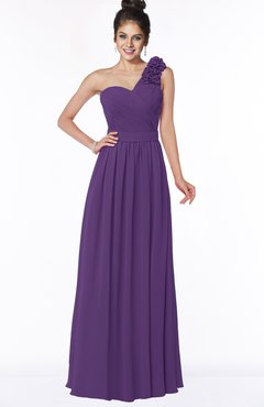 ColsBM Elisa Dark Purple Simple A-line One Shoulder Half Backless Chiffon Flower Bridesmaid Dresses