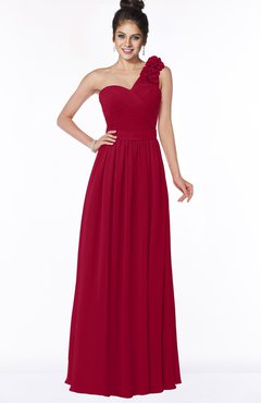 ColsBM Elisa Dark Red Simple A-line One Shoulder Half Backless Chiffon Flower Bridesmaid Dresses