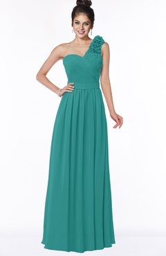 ColsBM Elisa Emerald Green Simple A-line One Shoulder Half Backless Chiffon Flower Bridesmaid Dresses