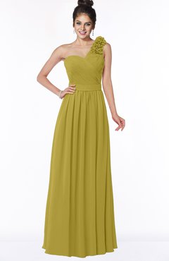 ColsBM Elisa Golden Olive Simple A-line One Shoulder Half Backless Chiffon Flower Bridesmaid Dresses