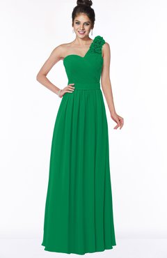 ColsBM Elisa Green Simple A-line One Shoulder Half Backless Chiffon Flower Bridesmaid Dresses