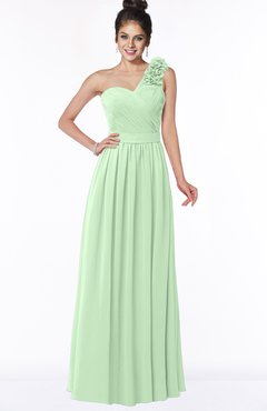 ColsBM Elisa Light Green Simple A-line One Shoulder Half Backless Chiffon Flower Bridesmaid Dresses