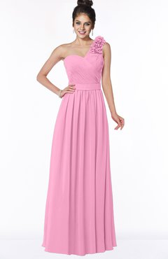 ColsBM Elisa Pink Simple A-line One Shoulder Half Backless Chiffon Flower Bridesmaid Dresses