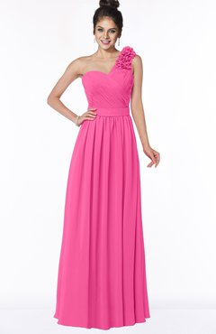 ColsBM Elisa Rose Pink Simple A-line One Shoulder Half Backless Chiffon Flower Bridesmaid Dresses
