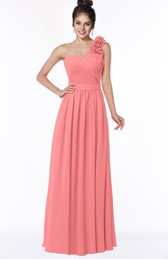 ColsBM Elisa Shell Pink Simple A-line One Shoulder Half Backless Chiffon Flower Bridesmaid Dresses