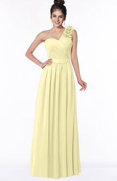 ColsBM Elisa Soft Yellow Simple A-line One Shoulder Half Backless Chiffon Flower Bridesmaid Dresses