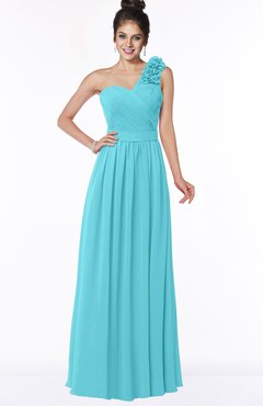 ColsBM Elisa Turquoise Simple A-line One Shoulder Half Backless Chiffon Flower Bridesmaid Dresses