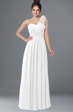 ColsBM Elisa White Simple A-line One Shoulder Half Backless Chiffon Flower Bridesmaid Dresses