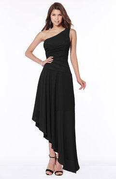 ColsBM Maggie Black Luxury A-line Zip up Chiffon Floor Length Ruching Bridesmaid Dresses