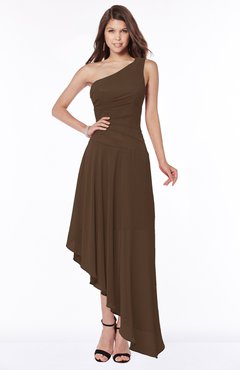 ColsBM Maggie Chocolate Brown Luxury A-line Zip up Chiffon Floor Length Ruching Bridesmaid Dresses
