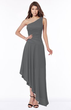 ColsBM Maggie Grey Luxury A-line Zip up Chiffon Floor Length Ruching Bridesmaid Dresses