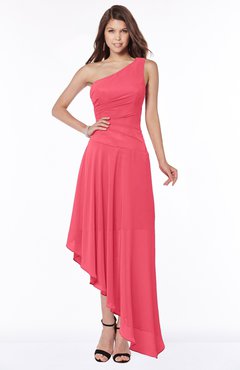ColsBM Maggie Guava Luxury A-line Zip up Chiffon Floor Length Ruching Bridesmaid Dresses