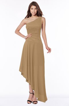 ColsBM Maggie Indian Tan Luxury A-line Zip up Chiffon Floor Length Ruching Bridesmaid Dresses