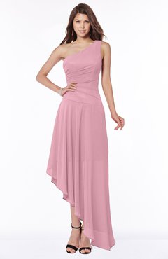 ColsBM Maggie Light Coral Luxury A-line Zip up Chiffon Floor Length Ruching Bridesmaid Dresses