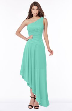 ColsBM Maggie Mint Green Luxury A-line Zip up Chiffon Floor Length Ruching Bridesmaid Dresses