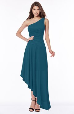 ColsBM Maggie Moroccan Blue Luxury A-line Zip up Chiffon Floor Length Ruching Bridesmaid Dresses
