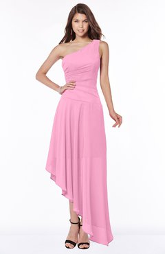 ColsBM Maggie Pink Luxury A-line Zip up Chiffon Floor Length Ruching Bridesmaid Dresses