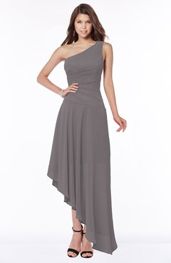 ColsBM Maggie Ridge Grey Luxury A-line Zip up Chiffon Floor Length Ruching Bridesmaid Dresses