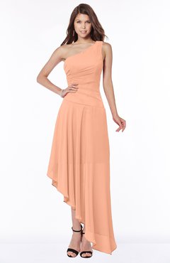 ColsBM Maggie Salmon Luxury A-line Zip up Chiffon Floor Length Ruching Bridesmaid Dresses