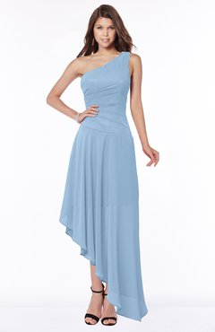 ColsBM Maggie Sky Blue Luxury A-line Zip up Chiffon Floor Length Ruching Bridesmaid Dresses