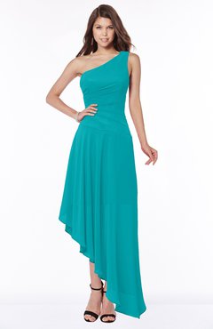 ColsBM Maggie Teal Luxury A-line Zip up Chiffon Floor Length Ruching Bridesmaid Dresses