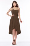 ColsBM Amaya Chocolate Brown Mature A-line Strapless Chiffon Knee Length Ruching Bridesmaid Dresses
