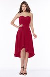 ColsBM Amaya Dark Red Mature A-line Strapless Chiffon Knee Length Ruching Bridesmaid Dresses