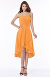 ColsBM Amaya Orange Mature A-line Strapless Chiffon Knee Length Ruching Bridesmaid Dresses