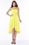 ColsBM Amaya Pale Yellow Mature A-line Strapless Chiffon Knee Length Ruching Bridesmaid Dresses