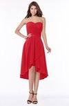 ColsBM Amaya Red Mature A-line Strapless Chiffon Knee Length Ruching Bridesmaid Dresses