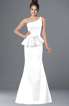 ColsBM Brittany White Elegant Mermaid Sleeveless Satin Floor Length Bridesmaid Dresses