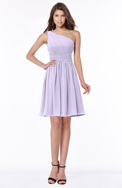 ColsBM Julia Light Purple Classic One Shoulder Sleeveless Chiffon Knee Length Ruching Bridesmaid Dresses
