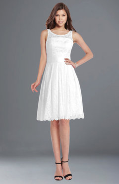 ColsBM Marilyn White Elegant A-line Scoop Sleeveless Lace Bridesmaid Dresses