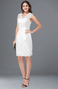 ColsBM Tabitha White Mature Sheath Sleeveless Zip up Satin Bridesmaid Dresses
