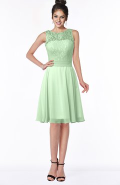 ColsBM Helen Light Green Glamorous A-line Scoop Zip up Chiffon Sash Bridesmaid Dresses