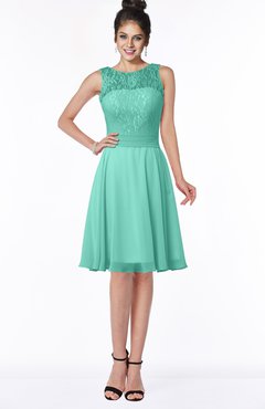 ColsBM Helen Mint Green Glamorous A-line Scoop Zip up Chiffon Sash Bridesmaid Dresses