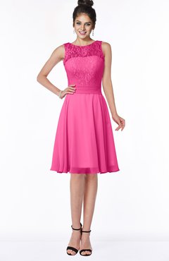 ColsBM Helen Rose Pink Glamorous A-line Scoop Zip up Chiffon Sash Bridesmaid Dresses