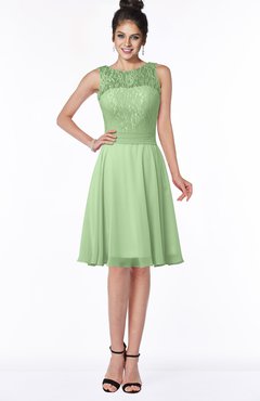ColsBM Helen Sage Green Glamorous A-line Scoop Zip up Chiffon Sash Bridesmaid Dresses