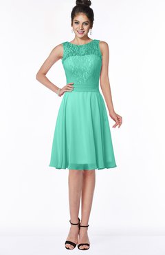 ColsBM Helen Seafoam Green Glamorous A-line Scoop Zip up Chiffon Sash Bridesmaid Dresses