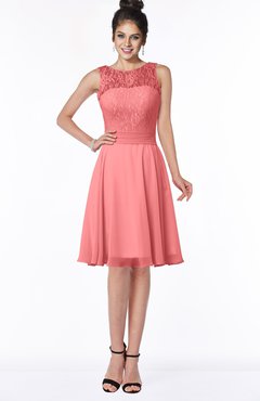 ColsBM Helen Shell Pink Glamorous A-line Scoop Zip up Chiffon Sash Bridesmaid Dresses