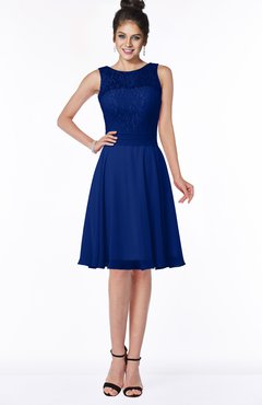 ColsBM Helen Sodalite Blue Glamorous A-line Scoop Zip up Chiffon Sash Bridesmaid Dresses