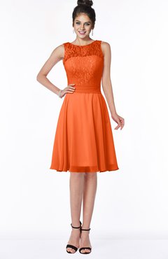 ColsBM Helen Tangerine Glamorous A-line Scoop Zip up Chiffon Sash Bridesmaid Dresses