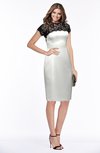 ColsBM Greta Cloud White Elegant Sheath Short Sleeve Zip up Satin Lace Bridesmaid Dresses