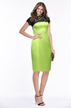 ColsBM Greta Lime Green Elegant Sheath Short Sleeve Zip up Satin Lace Bridesmaid Dresses