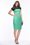 ColsBM Greta Mint Green Elegant Sheath Short Sleeve Zip up Satin Lace Bridesmaid Dresses