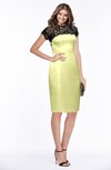 ColsBM Greta Wax Yellow Elegant Sheath Short Sleeve Zip up Satin Lace Bridesmaid Dresses
