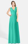ColsBM Ciara Viridian Green Romantic A-line V-neck Zip up Chiffon Bridesmaid Dresses