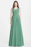 ColsBM Nala Beryl Green Simple Wide Square Sleeveless Zip up Chiffon Floor Length Bridesmaid Dresses