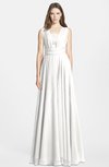 ColsBM Nala Cloud White Simple Wide Square Sleeveless Zip up Chiffon Floor Length Bridesmaid Dresses